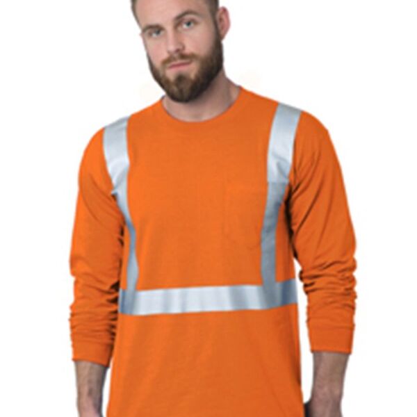 USA-Made 50/50 Hi-Visibility Long Sleeve Pocket T-Shirt Thumbnail